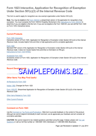 Form 1023 Interactive pdf free